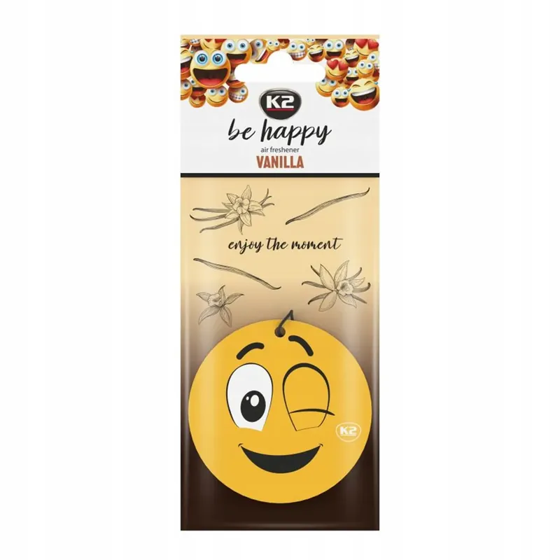 Kup teraz K2 BE HAPPY - ZAPACH ODŚWIEŻACZ DO SAMOCHODU AUTA ZAWIESZKA VANILLA C803
