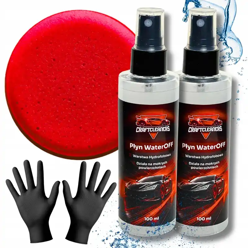 2x Płyn Hydrofobowy do Szyb Auta WaterOFF 100ml + Gąbka i Rękawice GRATIS Zwrot pieniędzy