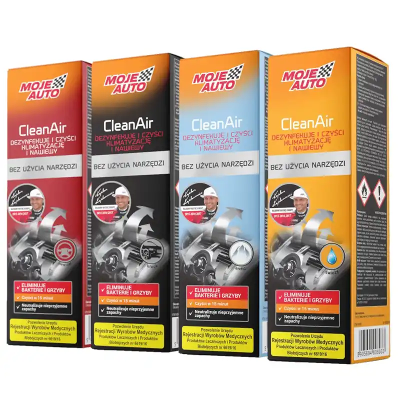 Zestaw: Dezynfekcja klimatyzacji Moje Auto CleanAir 4x150ml Popularny