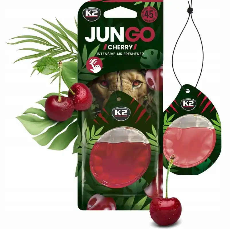K2 JUNGO CHERRY zawieszka zapach odświeżacz samochodowy do auta WIŚNIA Nowość