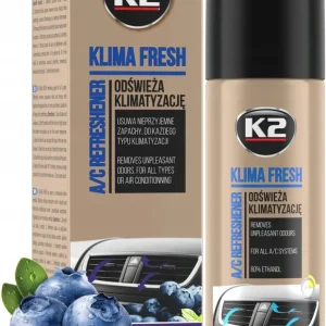 Oryginalny K2 KLIMA FRESH BLUEBERRY ODŚWIEŻACZ DO KLIMATYZACJI przykry zapach 150ml