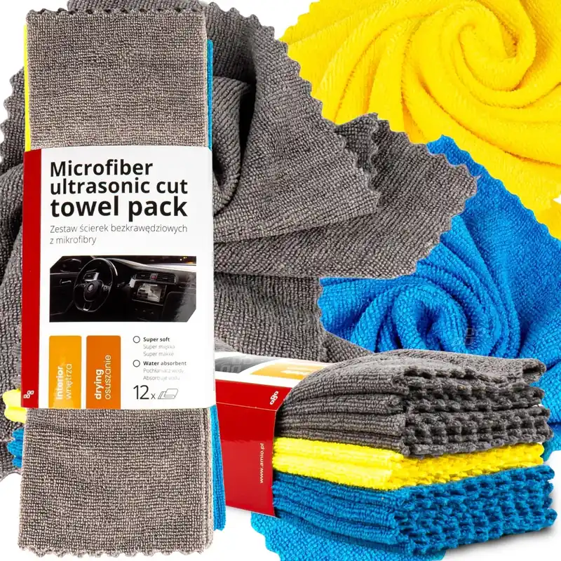 Darmowa dostawa ŚCIERECZKI Z MIKROFIBRY miękkie ręczniki AUTO DETAILING MYCIE WNĘTRZA 12szt