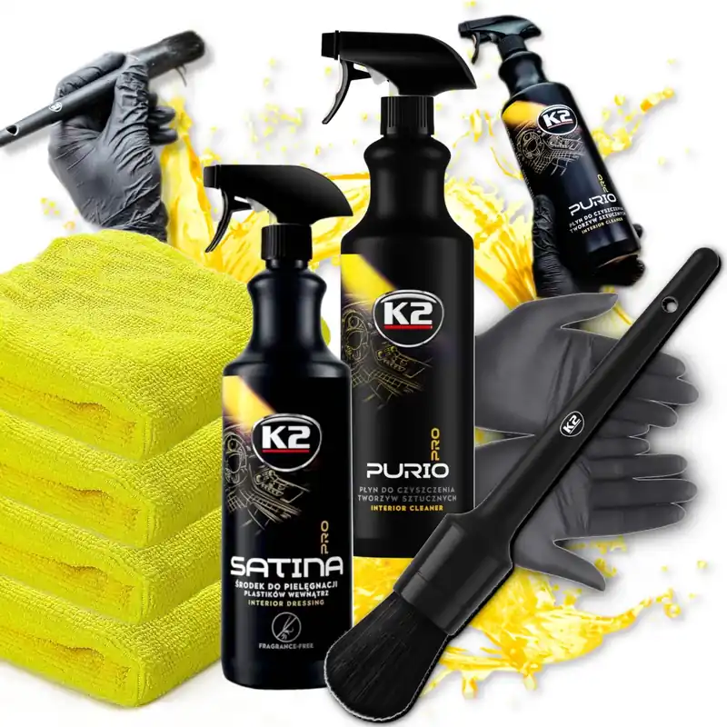 K2 PURIO SATINA PĘDZELEK CZYSZCZENIE PLASTIKU KOKPITU dressing SAMOCHODU Oferta limitowana