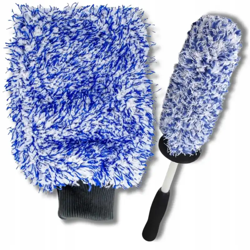 Wysoka jakość Szczotka rękawica myjka wielofunkcyjna miękka zestaw x2 do felg mikrofibra