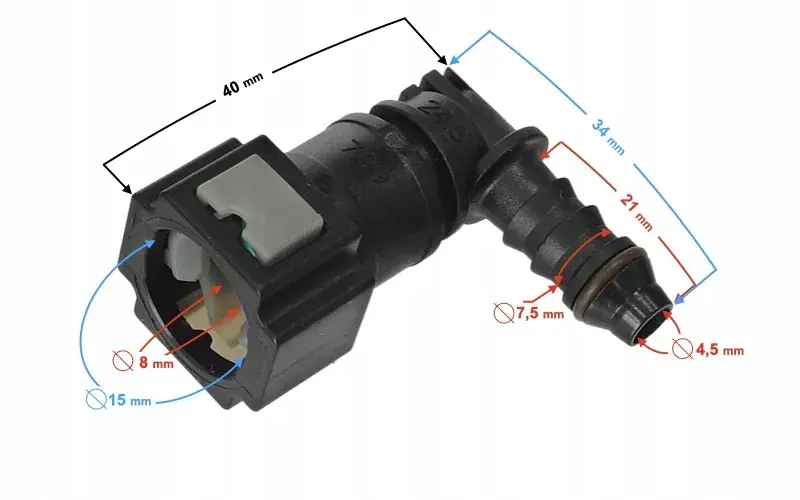 Wyprzedaż Króciec paliwowy kątowy FR