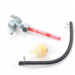 Kranik Paliwa z Przewodem i Filtrem do Motoroweru HB, Srebrny Oferta