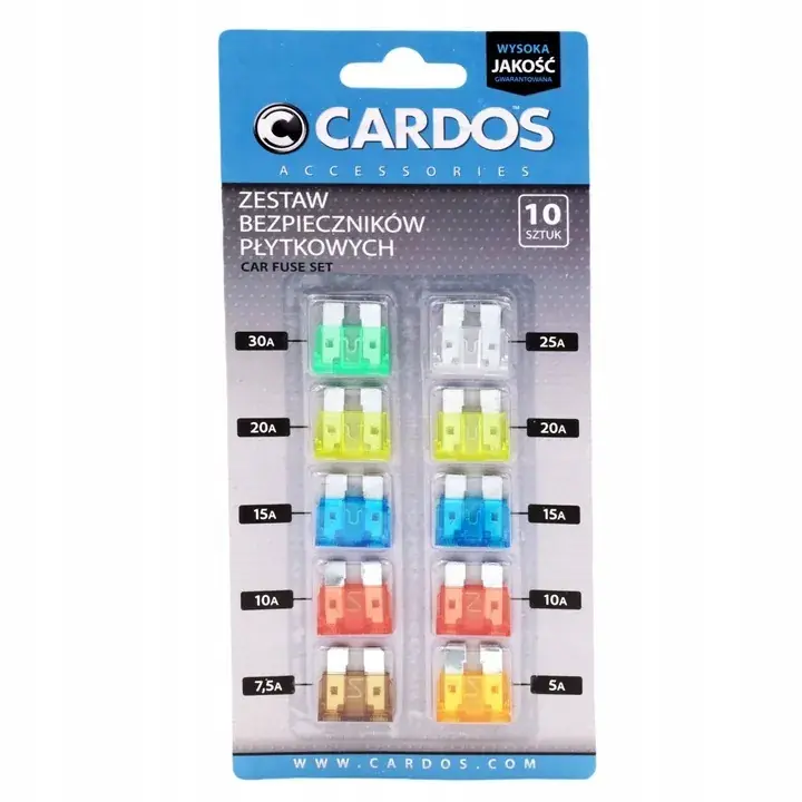 K2 Cardos Zestaw Bezpieczników Płytkowych 10szt AA301S Premium