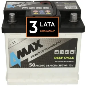 Akumulator 12V 4MAX DEEP-CYCLE 50AH 350A P+ Głębokiego rozładowania RADOM Zwrot pieniędzy