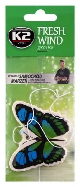 Nowość Dwupak samochodowego odświeżacza powietrza w formie zawieszki - K2 Fresh Wind Green Tea